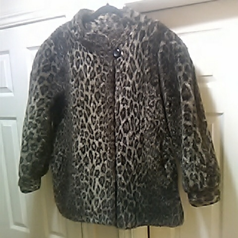 LEPORD FAUX FUR   Satin Lined Coat VINTAGE 70s